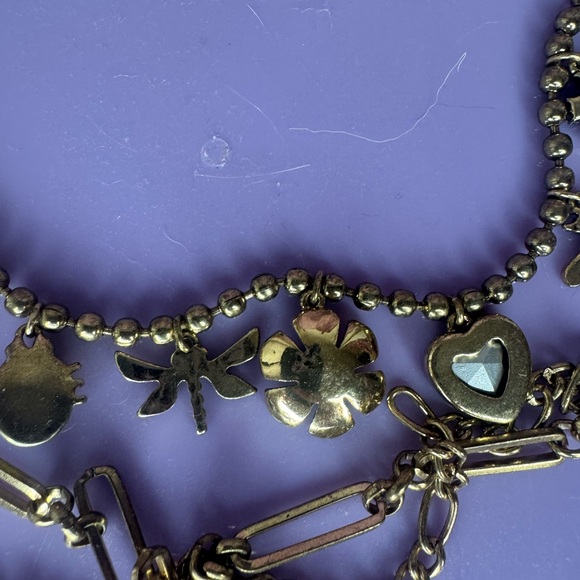 Betsey Johnson Layered Beetle Necklace with floral charms - Picture 10 of 10